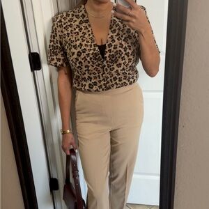 100% Silk Leopard Blouse | Size Large
